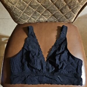 Wacoal Halo Lace Soft Cup Wire Free Bralette Bra Unlined Black Floral Lace